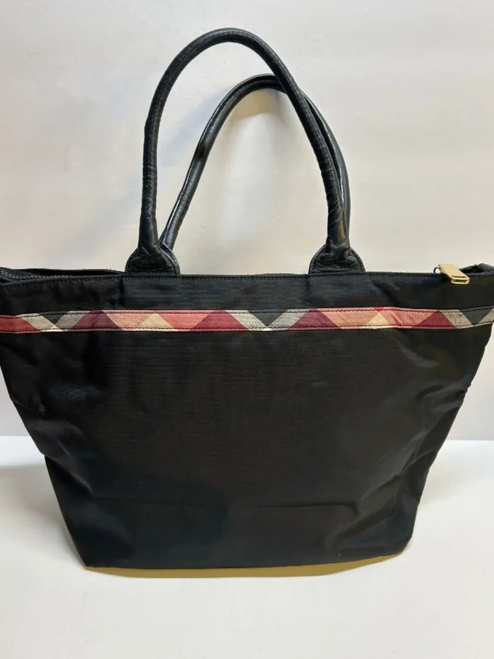 Auth BURBERRY BLUE LABEL Black Nylon Large Tote Bag Nova Check Bow 🎀 Japan